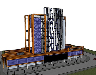 购物中心商业办公建筑su免费模型下载(1)