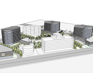 综合商业高层区域su免费模型下载(1)