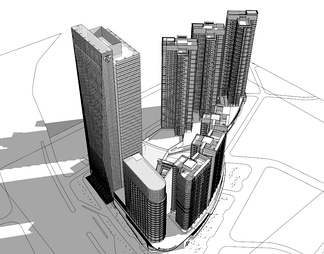 综合商业高层su免费模型下载(1)