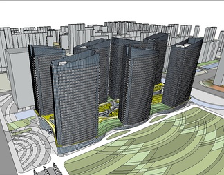 综合商业高层su免费模型下载(1)