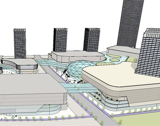 综合商业高层区域su免费模型下载(1)