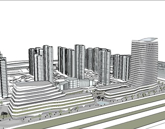 综合商业高层区域su免费模型下载(1)