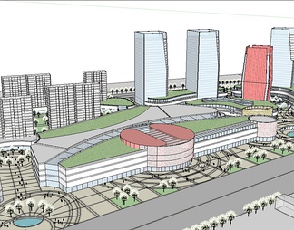 综合商业高层区域su免费模型下载(1)