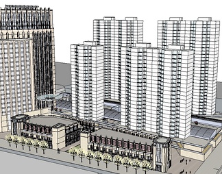 综合商业高层su免费模型下载(1)