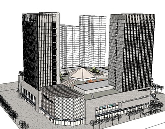商业广场高层su免费模型下载(1)