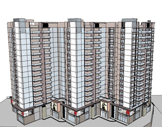 综合联排商业高层su免费模型下载(1)