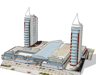商业高层综合体su免费模型下载(1)