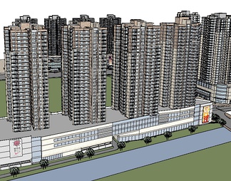 综合高层商住楼su免费模型下载(1)