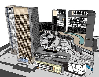 商业综合体大楼su免费模型下载(1)