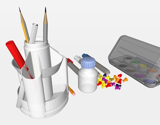 笔筒文具su免费模型下载(1)