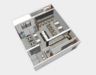 素食餐厅su免费模型下载