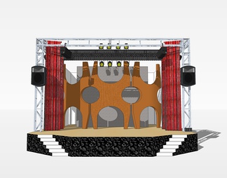 室外舞台su免费模型下载(1)