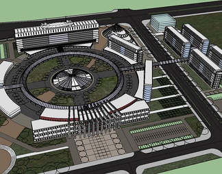 校园规划概念设计su免费模型下载(1)