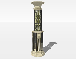景观灯柱su免费模型下载(1)