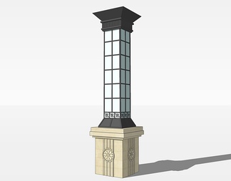 景观灯柱su免费模型下载(1)