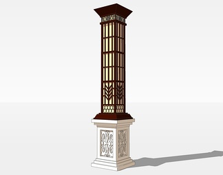 景观灯柱su免费模型下载(1)