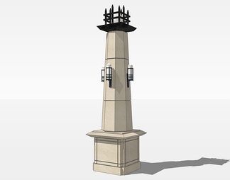 景观灯柱su免费模型下载(1)
