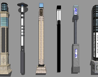 灯柱路灯合集su免费模型下载(1)