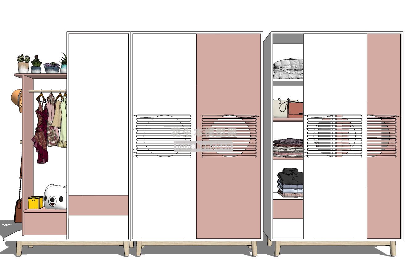 北欧儿童衣柜su草图模型下载(1)