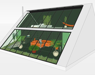 创意建筑玻璃房子su免费模型下载(1)