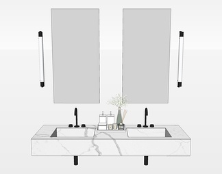 大理石台盆洗手台su免费模型下载(1)