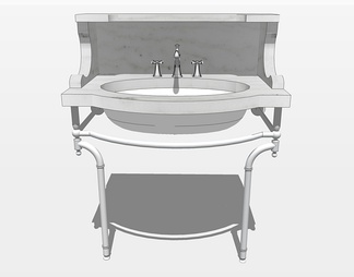 简易台盆洗手台su免费模型下载(1)