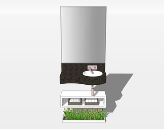 大理石台盆洗手台su免费模型下载(1)
