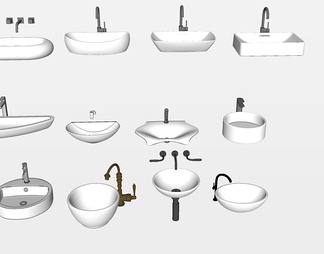 台盆洗手盆组合su免费模型下载(1)