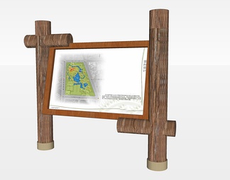 公园景观地图路牌su免费模型下载(1)