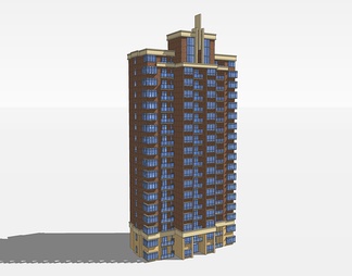 英式高层住宅楼su免费模型下载(1)