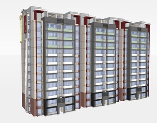 多层住宅楼su免费模型下载(1)