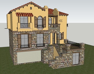 西班牙别墅su免费模型下载(1)