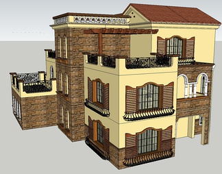 西班牙别墅su免费模型下载(1)