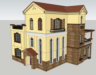 西班牙别墅su免费模型下载(1)