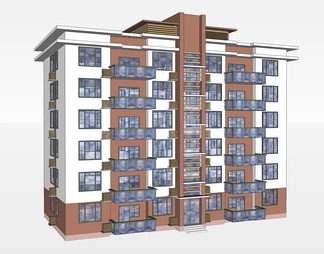 多层住宅楼su免费模型下载(1)