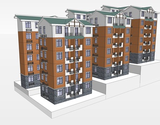 多层住宅楼su免费模型下载(1)
