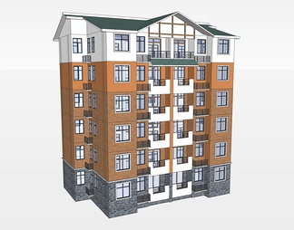 多层住宅楼su免费模型下载(1)