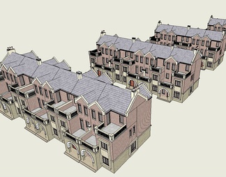 联排别墅su免费模型下载(1)