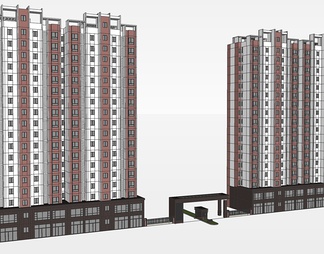 高层商铺住宅su免费模型下载(1)