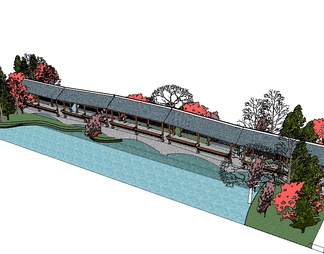 园林观景桥su免费模型下载(1)