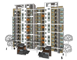 多层住宅su免费模型下载(1)