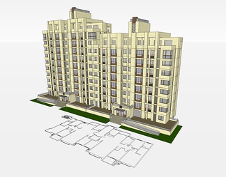 商业住宅楼su免费模型下载(1)