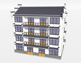 商业住宅楼su免费模型下载(1)
