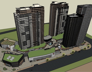 小区高层建筑su免费模型下载(1)