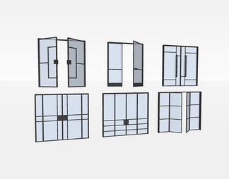 玻璃双开门su免费模型下载(1)