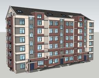多层住宅楼su免费模型下载(1)