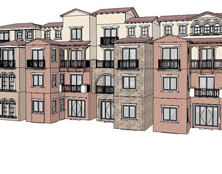 联排高层别墅su免费模型下载(1)