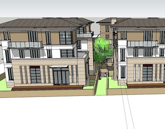 联排别墅su免费模型下载(1)