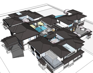 别墅建筑su免费模型下载(1)