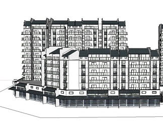 小区建筑su免费模型下载(1)